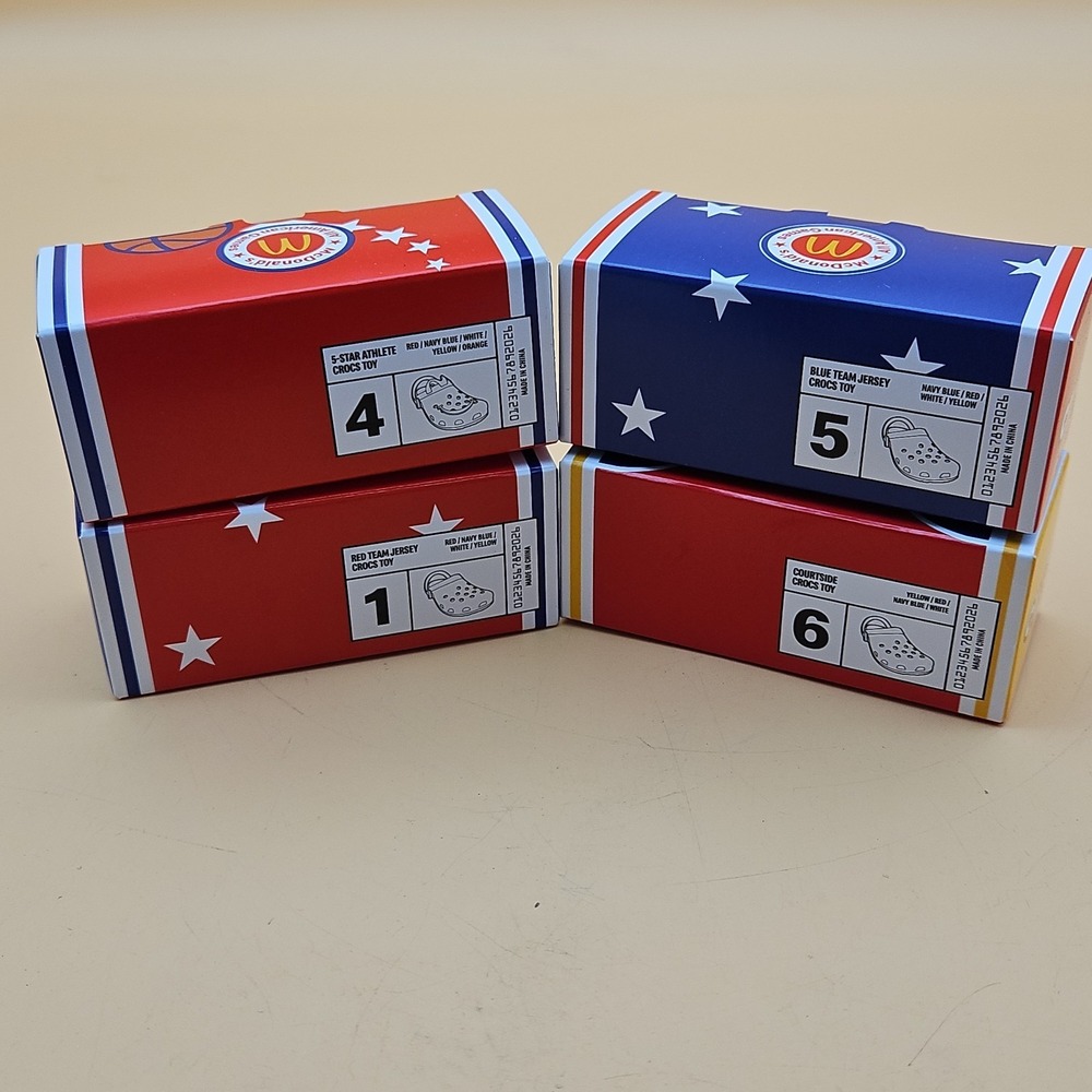 Lot Of 4 McDonald's Crocs Toys 1 4 5 6 New In Box